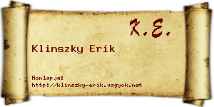 Klinszky Erik névjegykártya