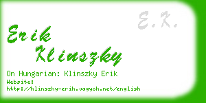 erik klinszky business card